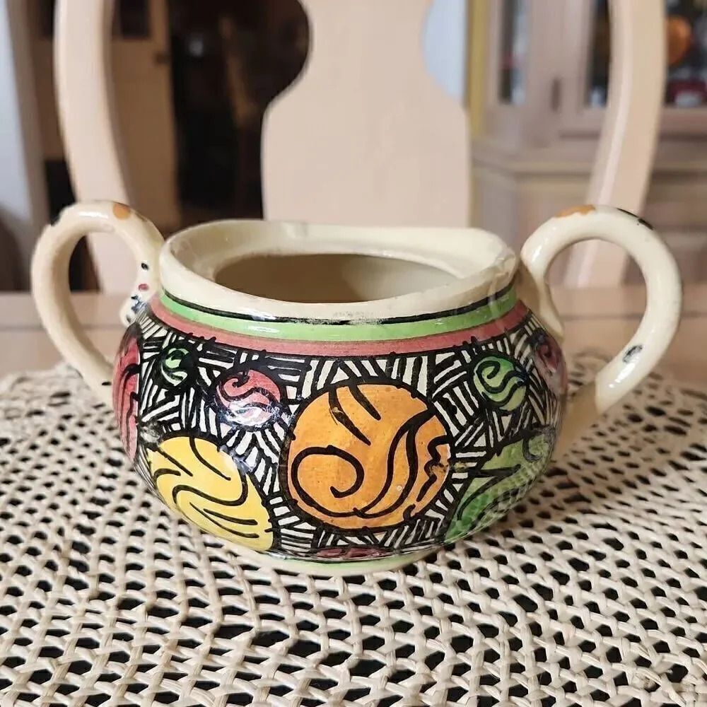 Hand painted Spain Pottery sugar bowl